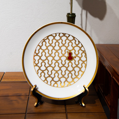 福祿禎祥骨瓷真金中號賞盤 