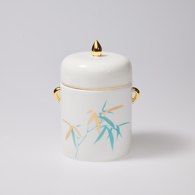 詠華之美“竹照東方” 骨瓷存茶罐